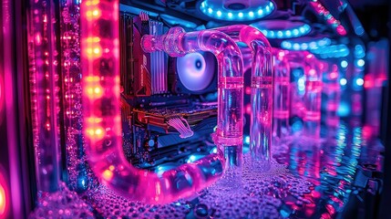 Poster - Vibrant Custom Computer Water Cooling System