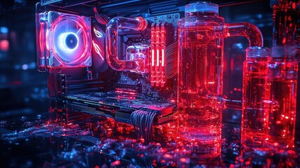 Poster - Illuminated Custom Computer Water Cooling System