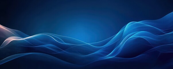 Poster - abstract background deep blue waves soft light calming minimalist design