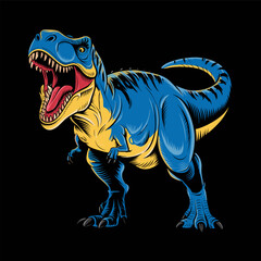 Wall Mural - T-Rex Ferocious blue dinosaur illustration