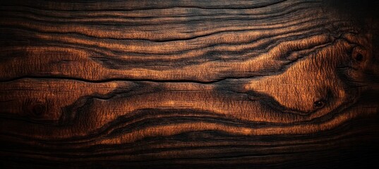 Aufkleber - Rich Dark Walnut Wood Texture Close Up with Intricate Grain Patterns and Warm Ambient Lighting
