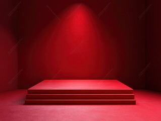Aufkleber - Red Stage for Product Display Modern Abstract Art