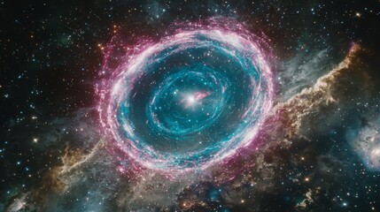Wall Mural - stunning visualization of a vibrant galaxy with swirling nebulae and cosmic dust in a colorful inter