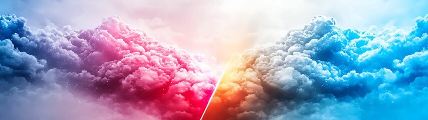 Wall Mural - vibrant clouds in shades of pink and blue converge, creating a dramatic and colorful sky, with a bri