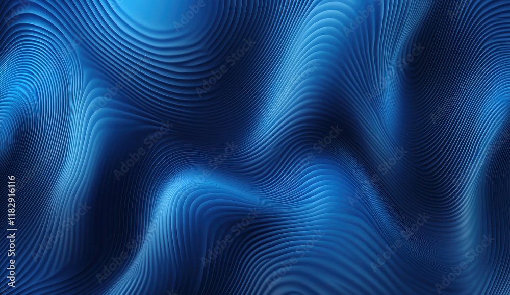 Smooth blue waves create mesmerizing abstract background with flowing ...