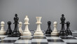 © Sergey - Race discrimination and harassment .Black and white pawns, flat design. isolated with white highlights