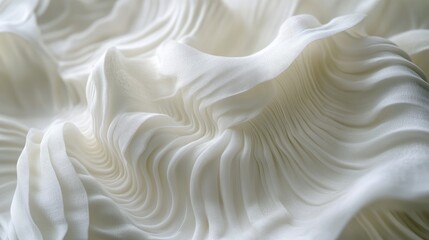 Poster - A close-up of dynamic white fabric with radial folds, showcasing intricate textures and flowing lines in soft, elegant lighting.