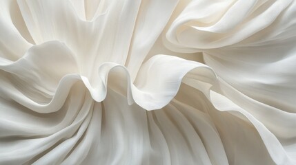 Poster - A detailed view of white fabric with radial folds, showcasing the fluidity and texture of the material in a sophisticated composition.