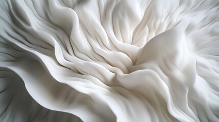 Poster - A detailed view of white fabric with radial folds, showcasing the fluidity and texture of the material in a sophisticated composition.