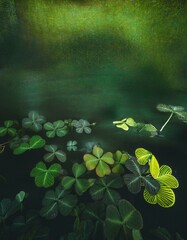 Canvas Print - Emerald Green Underwater Clover