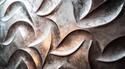 Aufkleber - A macro image of a textured metallic surface, with harsh, dramatic lighting that emphasizes the intricate patterns and depth.