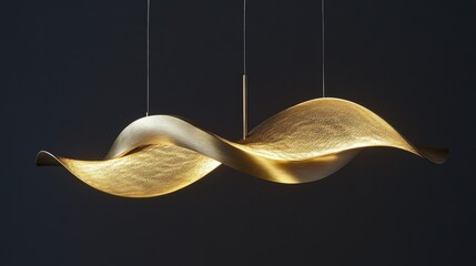 Poster - A stunning gold light fixture featuring an elegant, modern design with curved lines, providing warm light for a cozy, refined ambiance.