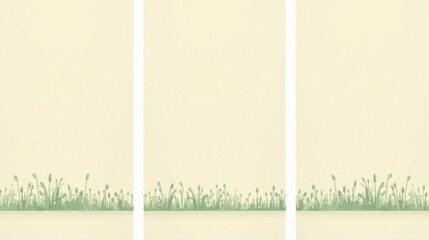 Poster - Cream-colored backdrop with a minimalist green grass border, ideal for invitations, announcements, or website design
