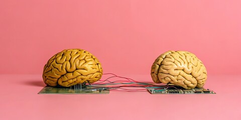 Poster - Two brains are connected to a computer board