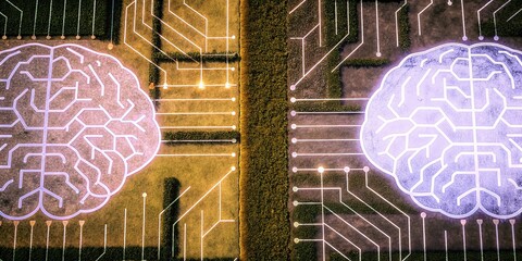 Poster - Two brains are shown in a computer generated image