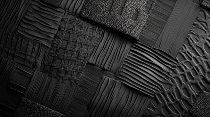 Poster - Black textured fabric with a complex pattern, adding a sense of depth and elegance, perfect for showcasing the tactile qualities of fabric.