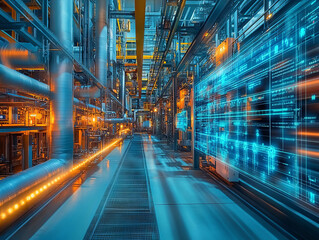 Poster - High tech industrial plant showcasing interconnected systems and technology