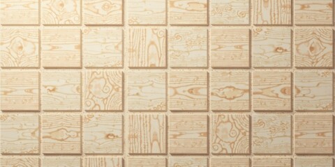 Fototapete - Cream-colored square wood paneling texture, seamlessly tiled for a clean and modern aesthetic