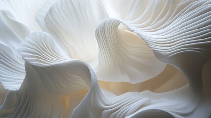 Poster - The elegant folds of white fabric forming dynamic radial patterns, highlighting texture and movement for a graceful and modern aesthetic.