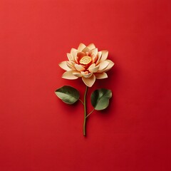 Poster - Elegant and delicate pink lotus flower in a minimalist zen inspired setting  The vibrant blossom floats serenely on the still water creating a sense of tranquility and renewal