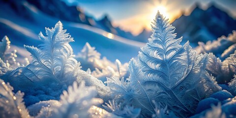 Wall Mural - Frozen Filigree: Wind-Sculpted Ice Crystals on Mountain Peak