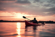 © wafi - plastic calm sunset water red boat paddle sky nature landscape sun cloud sport blue orange lake tour tourism sunshine