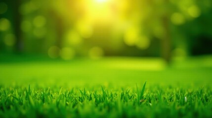 Aufkleber - Vibrant Green Grass Blades in a Sunlit Meadow Background