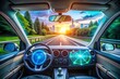 © Danicha - Futuristic Car HUD Windshield: Advanced Driver Assistance System & Health Monitoring