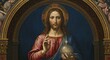 © IPutuToya - 'Divine Gaze: A depiction of Jesus Christ, depicted with a serene expression, a gentle hand gesture, and holding an orb, a symbol of divine authority and compassion.