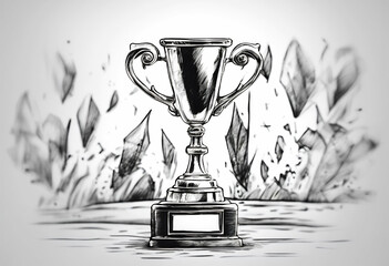 Wall Mural - doodle trophy white black winner champion drawn drawing art icon design 