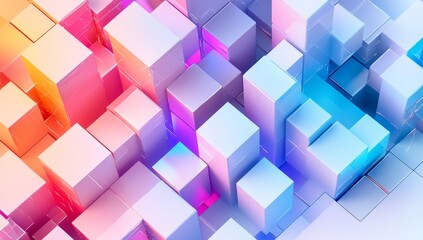 Aufkleber - Abstract colorful 3D cube pattern.