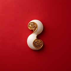 Poster - and Minimalist Photograph of a Cracked Egg Yolk on a Vibrant Red Background  Creative Contemporary and Conceptual Food Styling and Still Life Photography