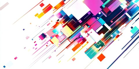 Aufkleber - Abstract colorful geometric shapes diagonal motion blur background.