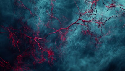 Poster - Red veins in teal smoke.