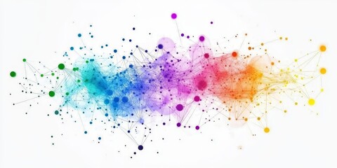 Poster - Colorful network nodes and connections.