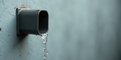 Aufkleber - Water flowing from a rectangular pipe attached to a wall