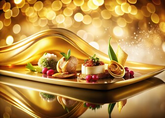 Wall Mural - Golden Wave Abstract Background Food Photography Stock Photo