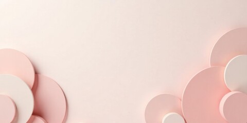 Aufkleber - Abstract Pastel Pink and Off-White Circular Forms on a Soft Background