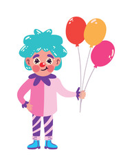 Poster - happy clown with balloons