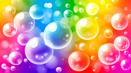 Poster - Colorful Abstract Background with Soft Focus Bubbles in Various Shades Creating a Whimsical and Playful Atmosphere Perfect for Creative Designs and Celebratory Themes