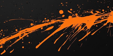 Poster - Abstract orange paint splatter on black background. (1)