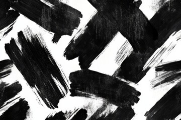 Poster - Abstract black ink brush strokes on white background. (7)