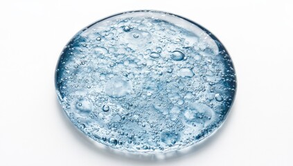 Poster - Close-up of translucent gel with air bubbles on white background.