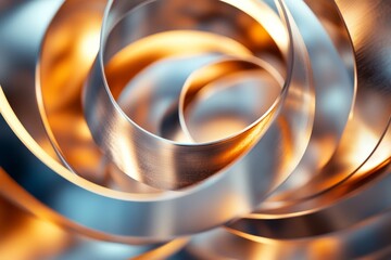 Aufkleber - Abstract metallic swirls with warm lighting.