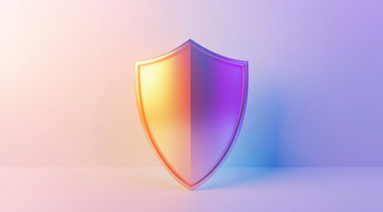 Canvas Print - 3D shield icon with gradient design, symbolizing protection and security. vibrant colors create modern and appealing look, perfect for digital applications