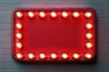 Aufkleber - Vintage Retro Marquee Sign with Glowing Bulbs on Red Background