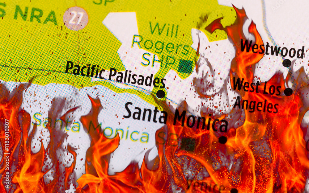 Los Angeles County, California, Wildfire Map Pacific Palisades, Santa ...