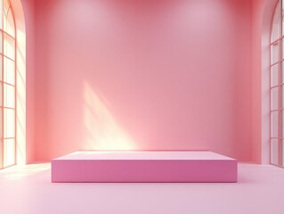 Aufkleber - Pastel pink product display platform minimal exhibition stage 3d rendering