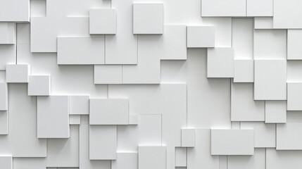 Wall Mural - Modern white wall with geometric shapes and textures creating depth and interest. This minimalist design adds contemporary touch to any space