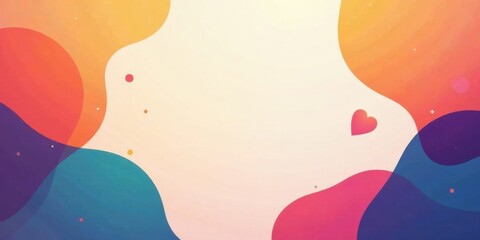 Poster - Abstract Colorful Fluid Shapes Background with a Small Heart